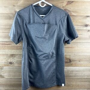 Lalabu Mens Dad Shirt Short Sleeve Stretch Pouch Bonding Baby Carrier Gray Large